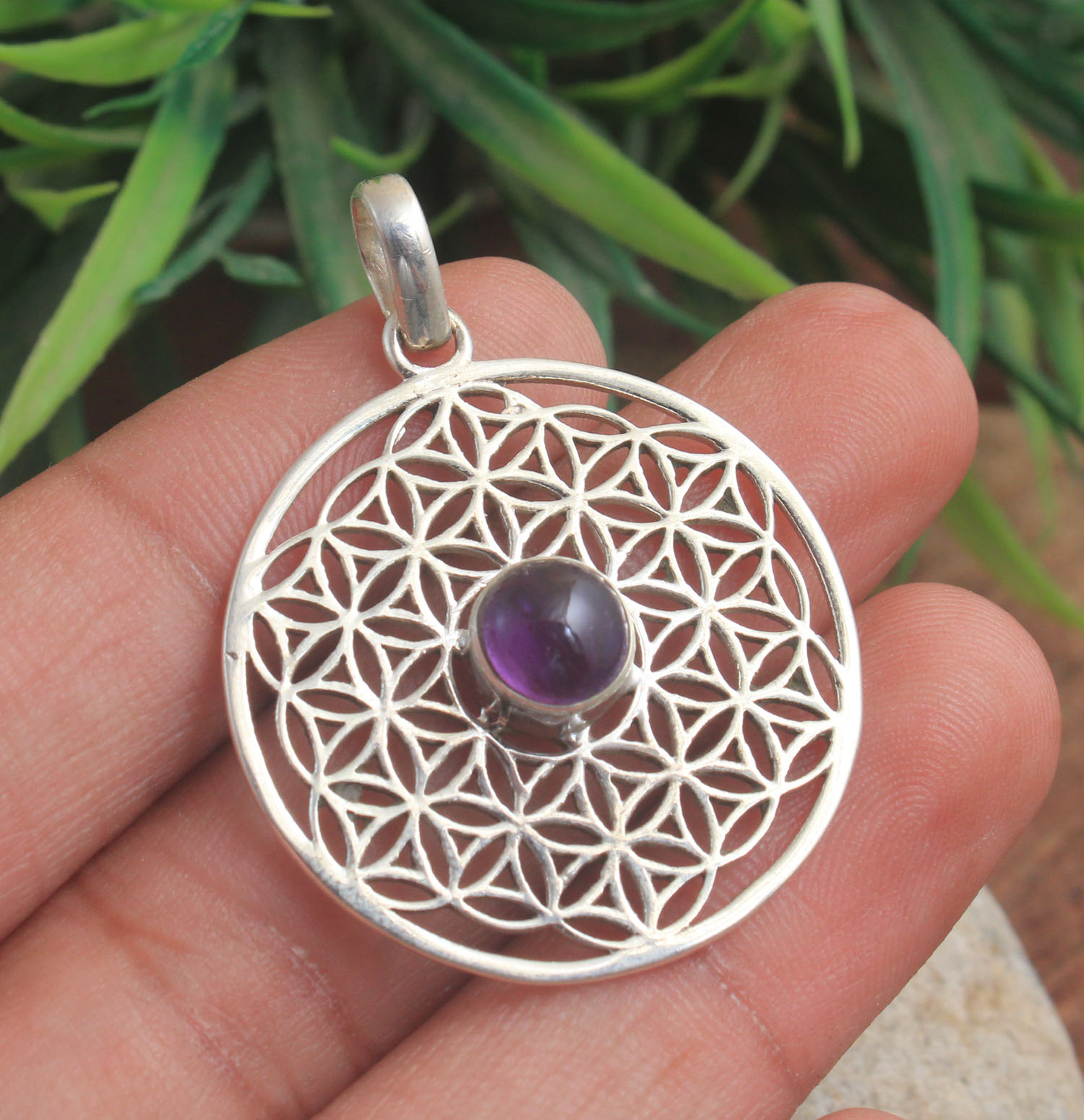Amethyst Silver Pendant